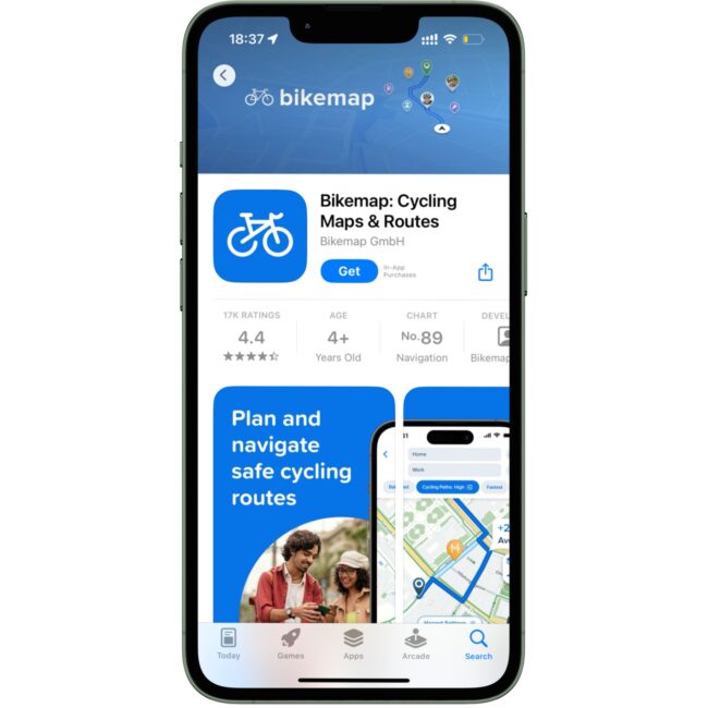 Die Bikemap E-Bike App